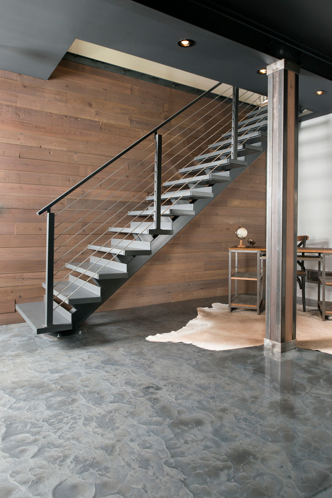 Inspiration for an industrial staircase remodel in Detroit