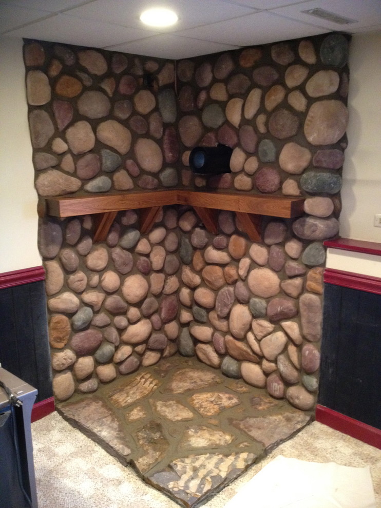 Stone Surround for Wood Burning Stove Traditional Basement Chicago by ADV MASONRY Houzz