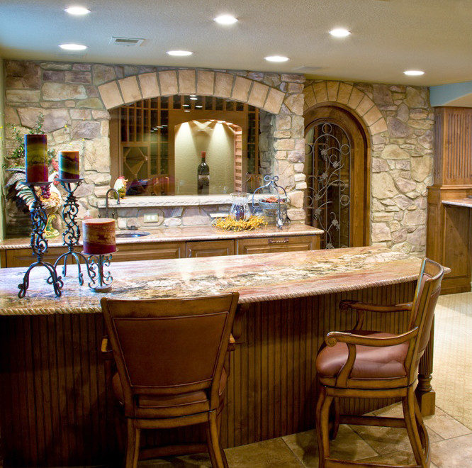 Photo of a contemporary basement in Denver.