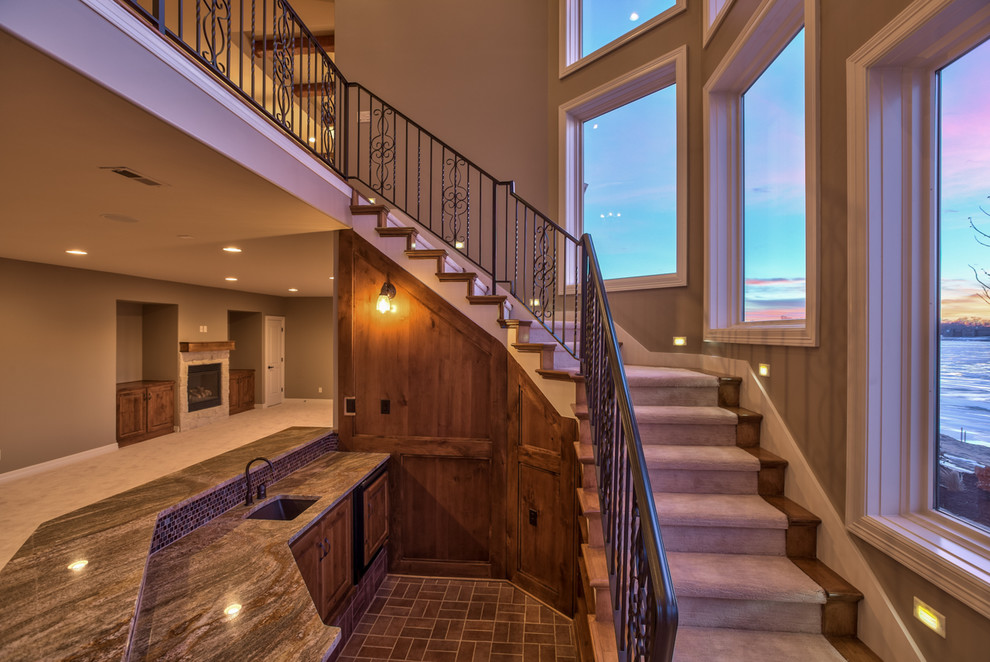 Inspiration for a coastal staircase remodel in Omaha