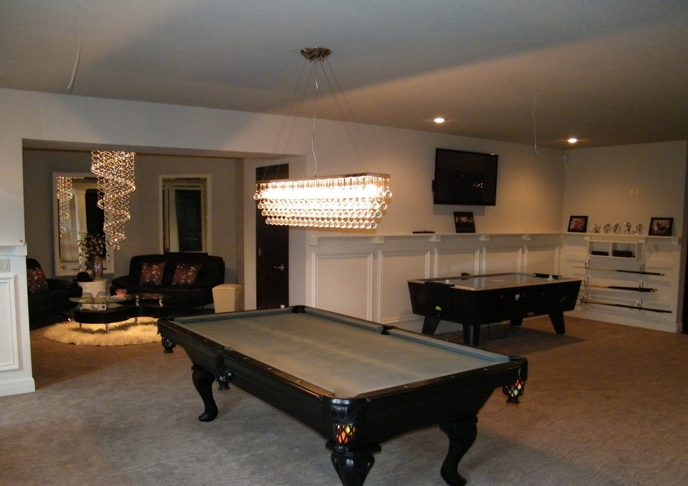 Example of a trendy basement design in Kansas City