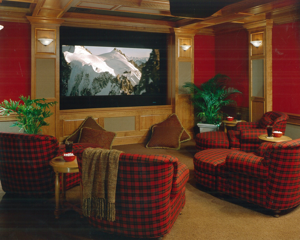 Inspiration for a classic home cinema in St Louis.