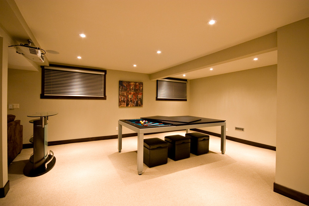 Inspiration for a contemporary basement remodel in Calgary