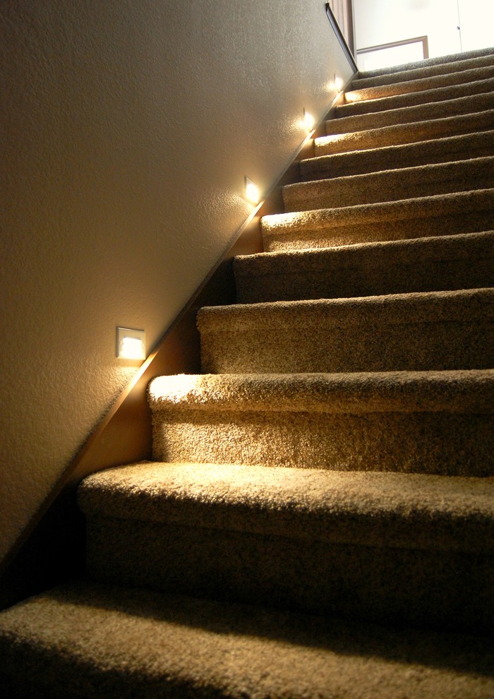 Inspiration for a transitional staircase remodel in Milwaukee
