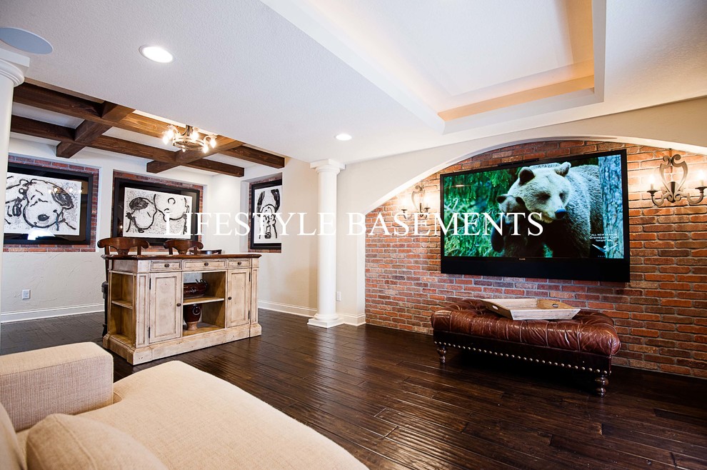 TV Wall Mediterranean Basement Minneapolis by Lifestyle BasementsKitchens Houzz