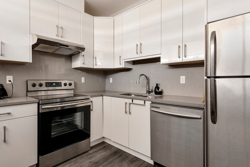 Compact modern kitchen with white RTA cabinets maximizing value through bulk pricing benefits