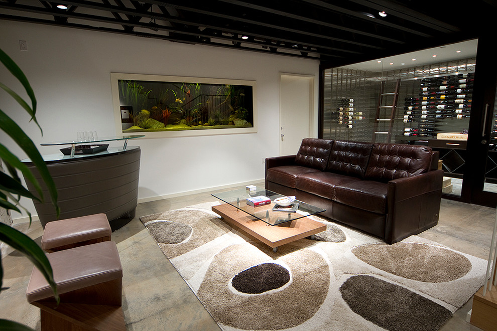 Example of a trendy basement design in Dallas