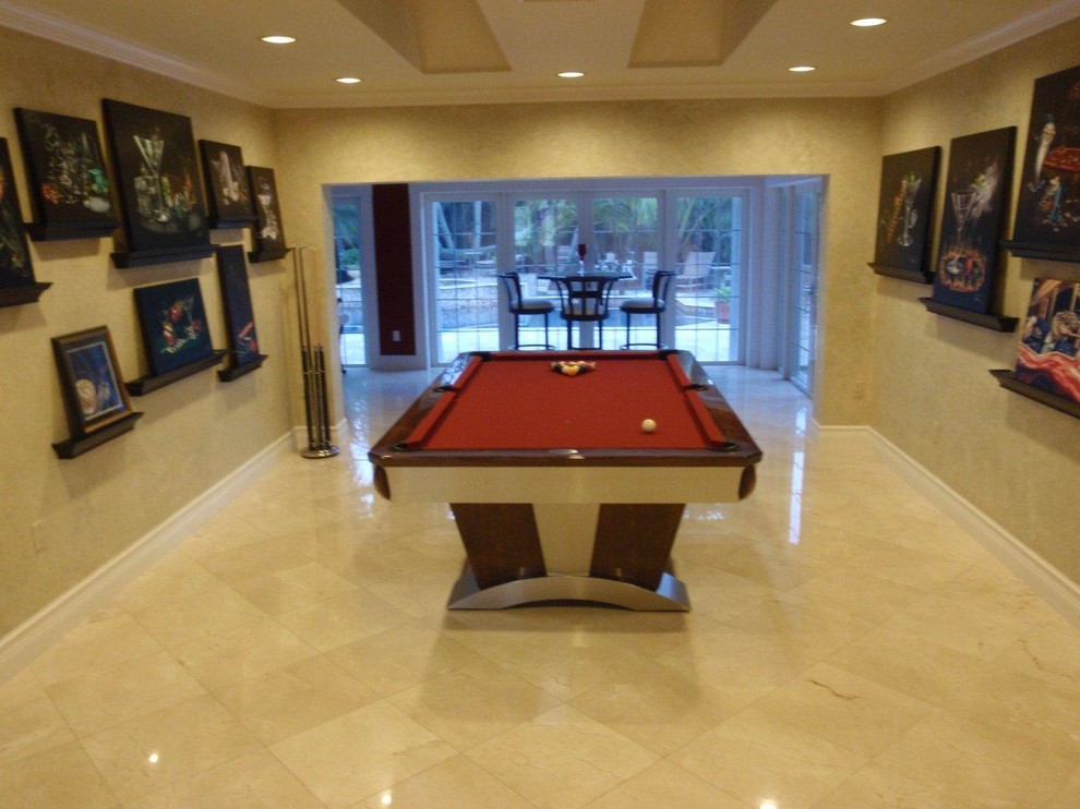 This is an example of a contemporary basement in Miami.