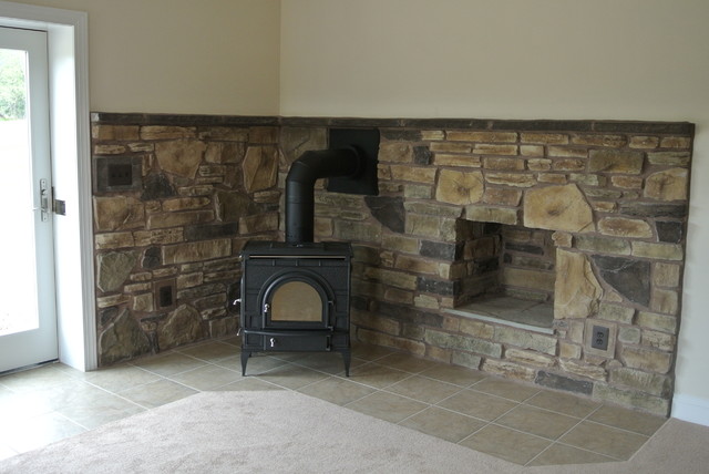 Wood Stove in basement - Traditional - Basement - DC Metro - by Mike Garcia  Construction | Houzz