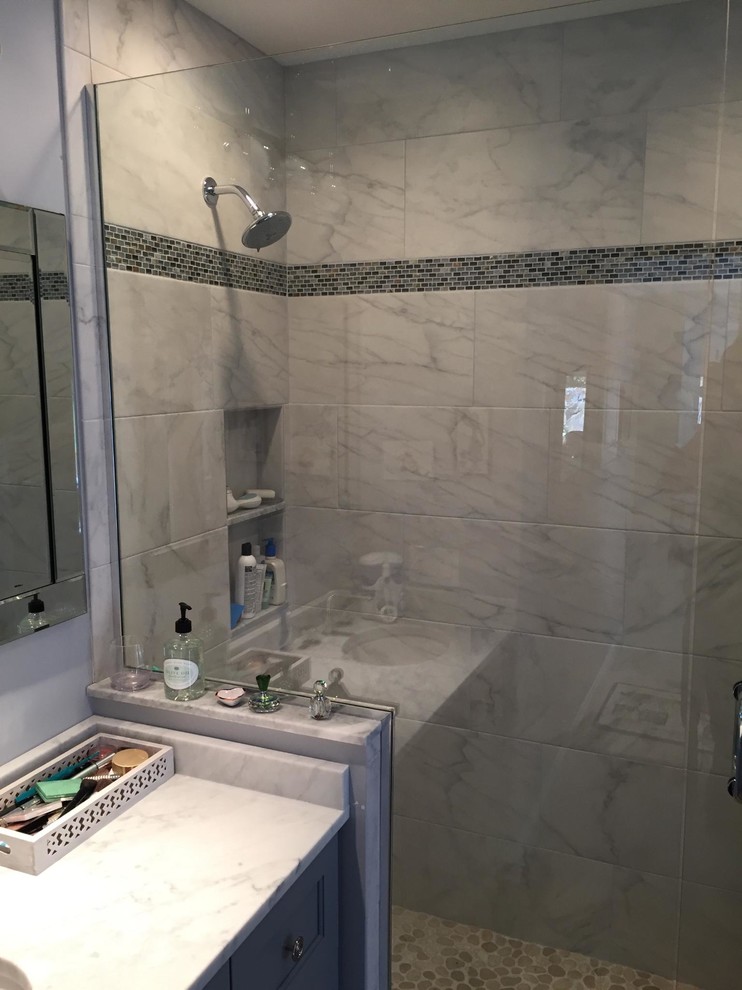 12x24 Classic Carrara Porcelain Tile - Bathroom - Boston - by Zenstoneworks LLC | Houzz