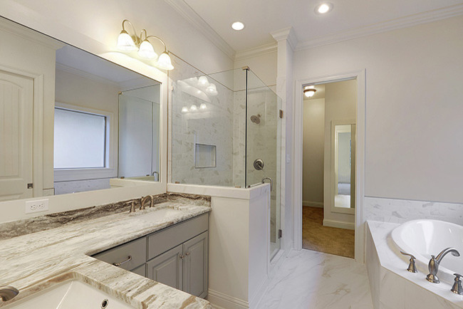 Design ideas for a large classic ensuite bathroom in New Orleans.