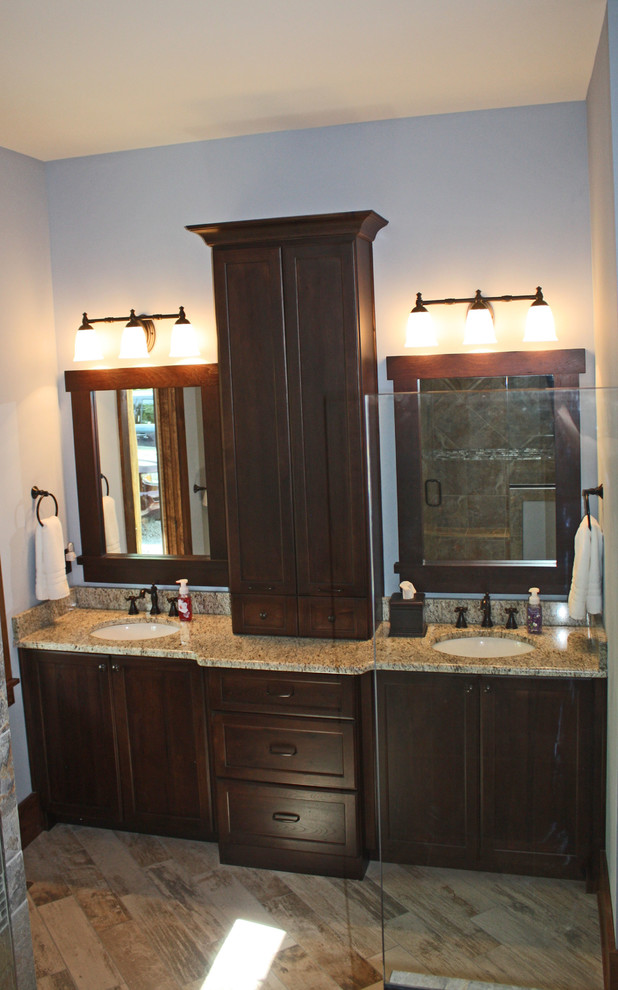 Inspiration for a rustic bathroom remodel in Charlotte