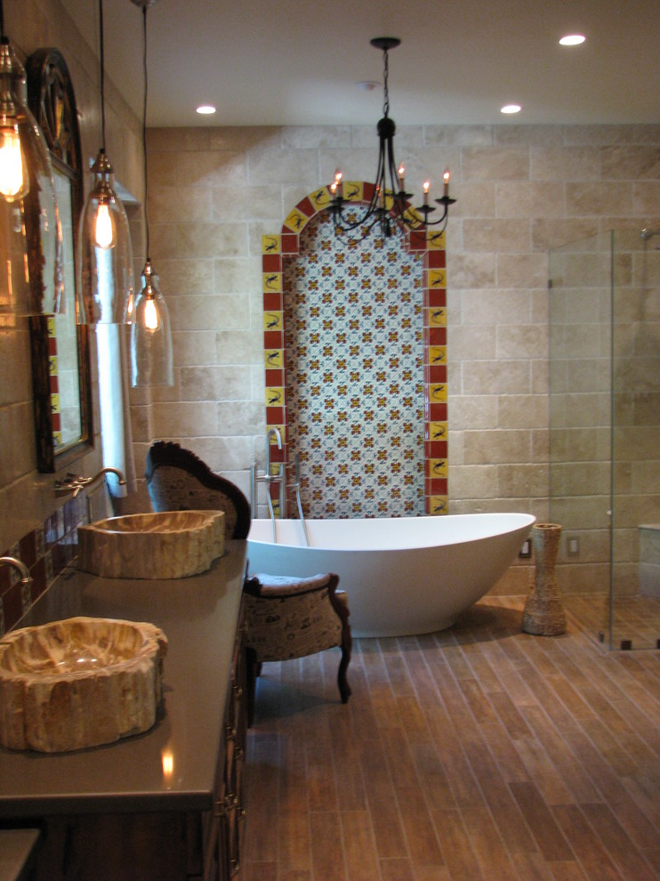 This is an example of a large rustic bathroom in Phoenix.
