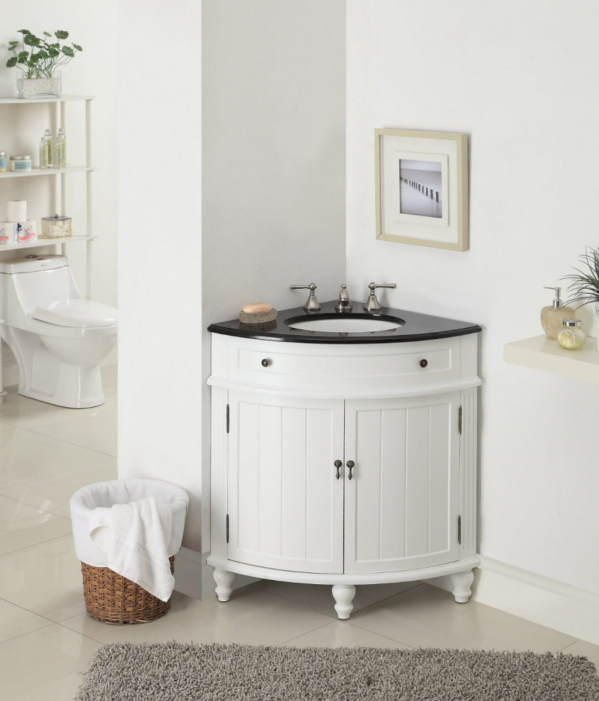Cette image montre une petite salle de bain design avec un lavabo encastré, meuble simple vasque et meuble-lavabo sur pied.