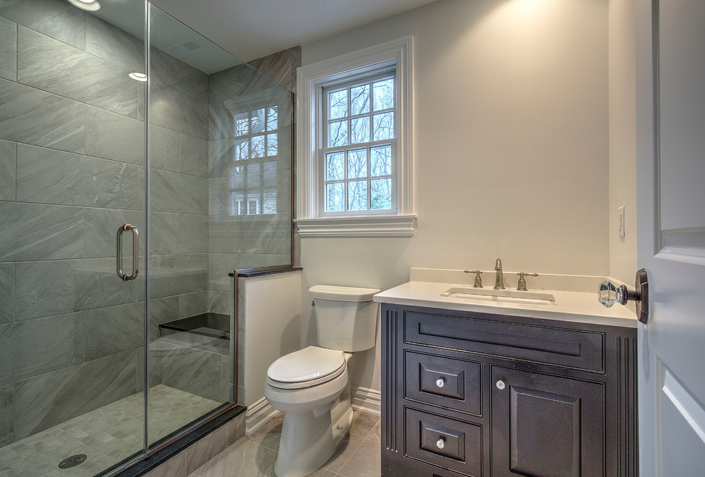 This is an example of a farmhouse bathroom in New York.