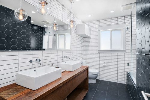 white tiles black grout