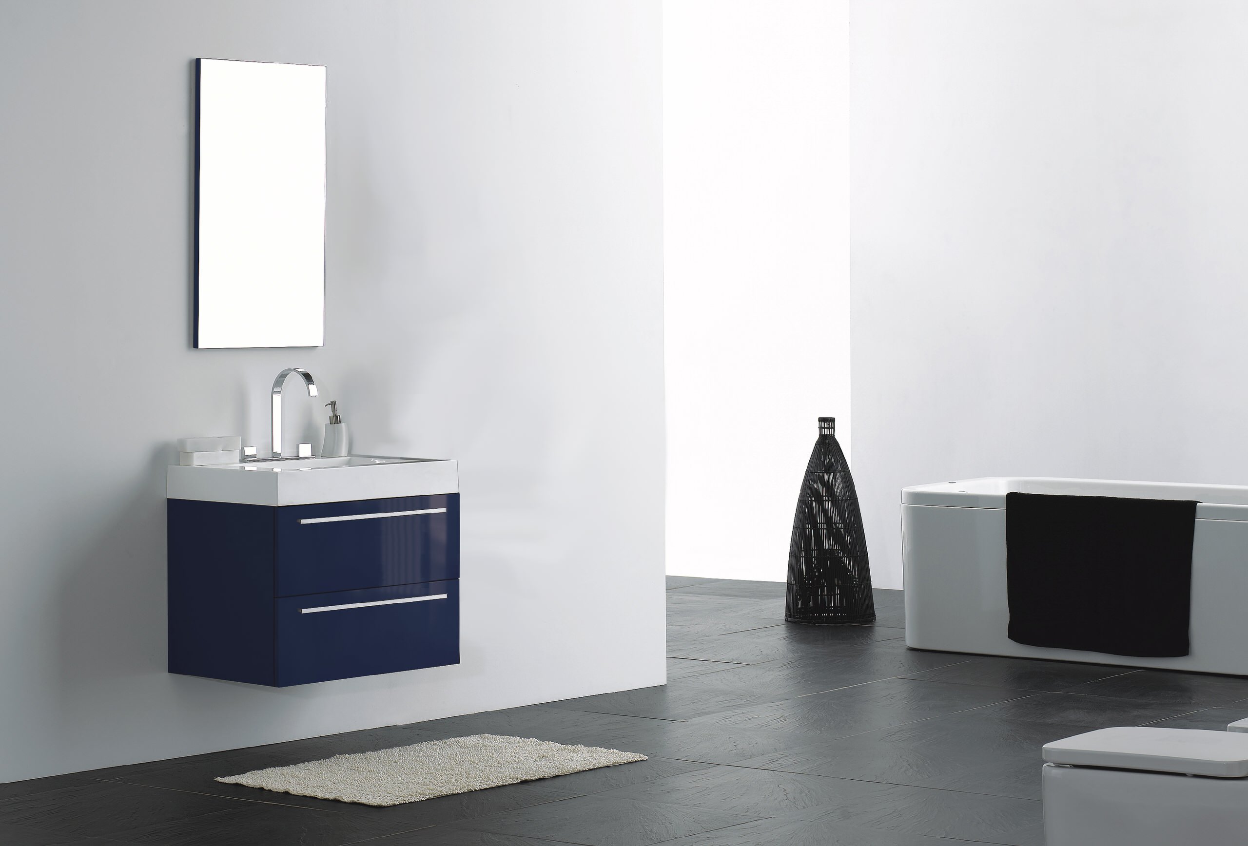 27 Wall Mounted Modern Bathroom Vanity In High Gloss Midnight Blue Modern Bathroom Toronto By Modern Bathware Houzz