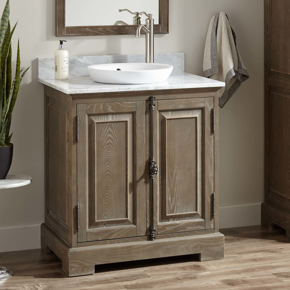 30" CHELLES VANITY FOR SEMIRECESSED SINK GRAY WASH Transitional