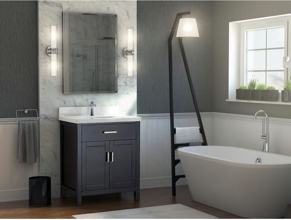 30 inch Espresso Finish Transitional Bathroom Vanity with