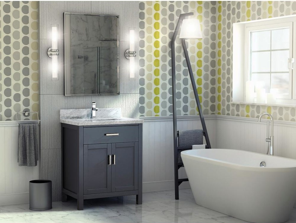 30 inch Pepper Gray Finish Transitional Bathroom Vanity with