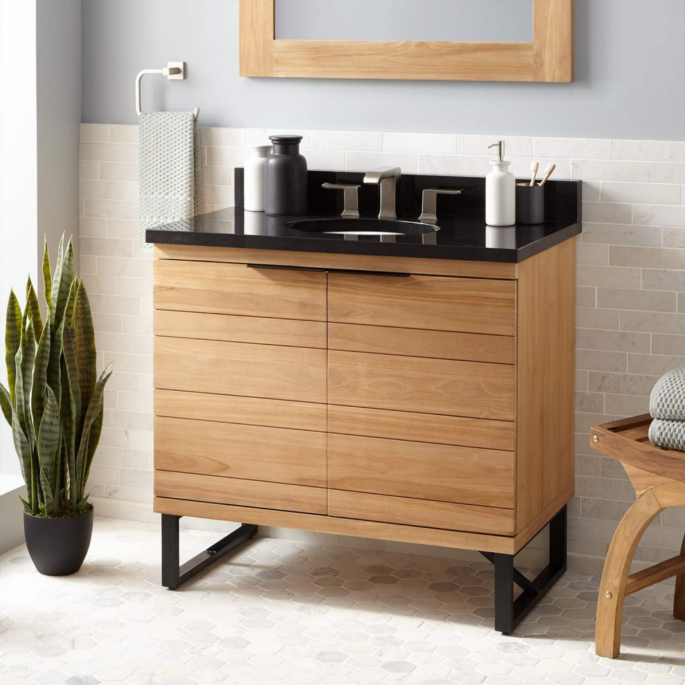 36" Pfeiffer Teak Vanity For Undermount Sink Natural Teak