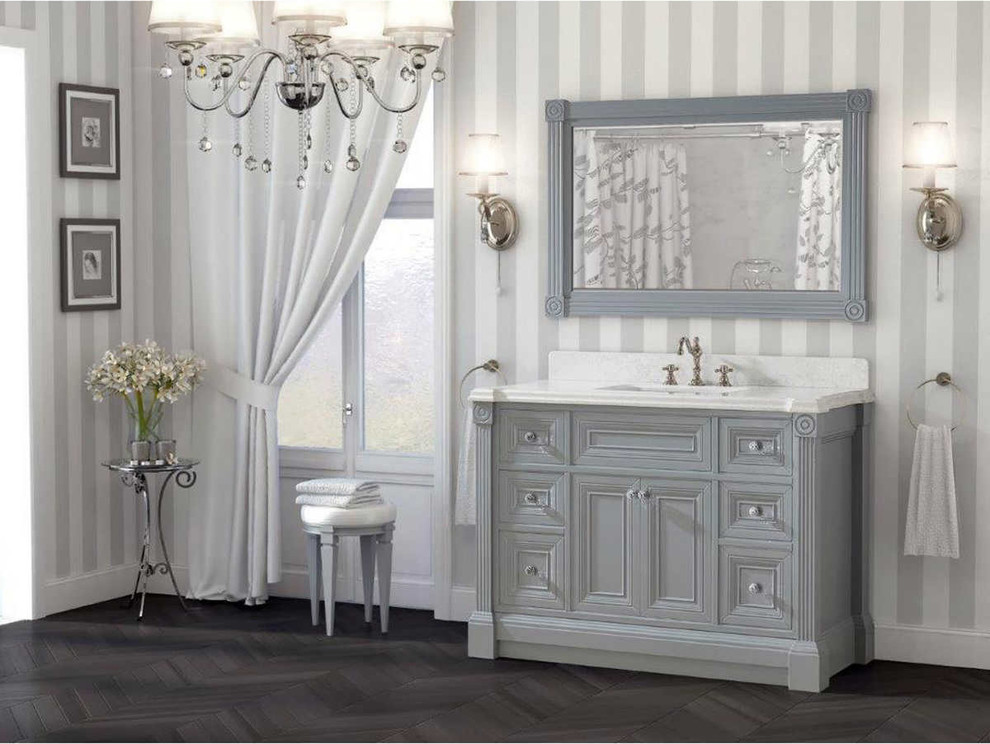 48 inch Gray Finish Single Sink Bathroom Vanity with Mirror