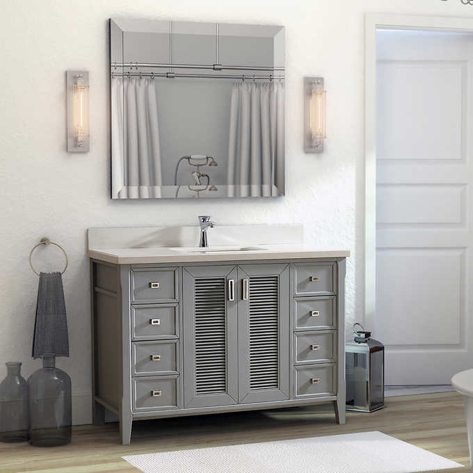 48 inch Oxford Gray Finish Cottage Bathroom Vanity with Mirror