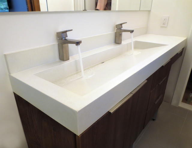 48 White Linen Custom Concrete, Concrete Double Vanity Sink