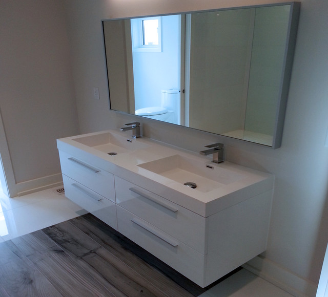 54 Alnöite Modern Wall Mounted Double Basin Bathroom Vanity High Gloss White Toronto By Bathware Houzz - Modern Wall Mounted Bathroom Vanity Cabinets