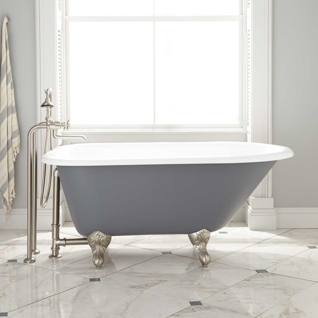 54" MIYA CAST IRON CLAWFOOT TUB BALL & CLAW FEET DARK GRAY Modern