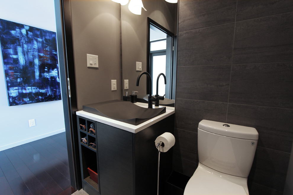 Idee per una piccola stanza da bagno con doccia minimalista con lavabo a bacinella