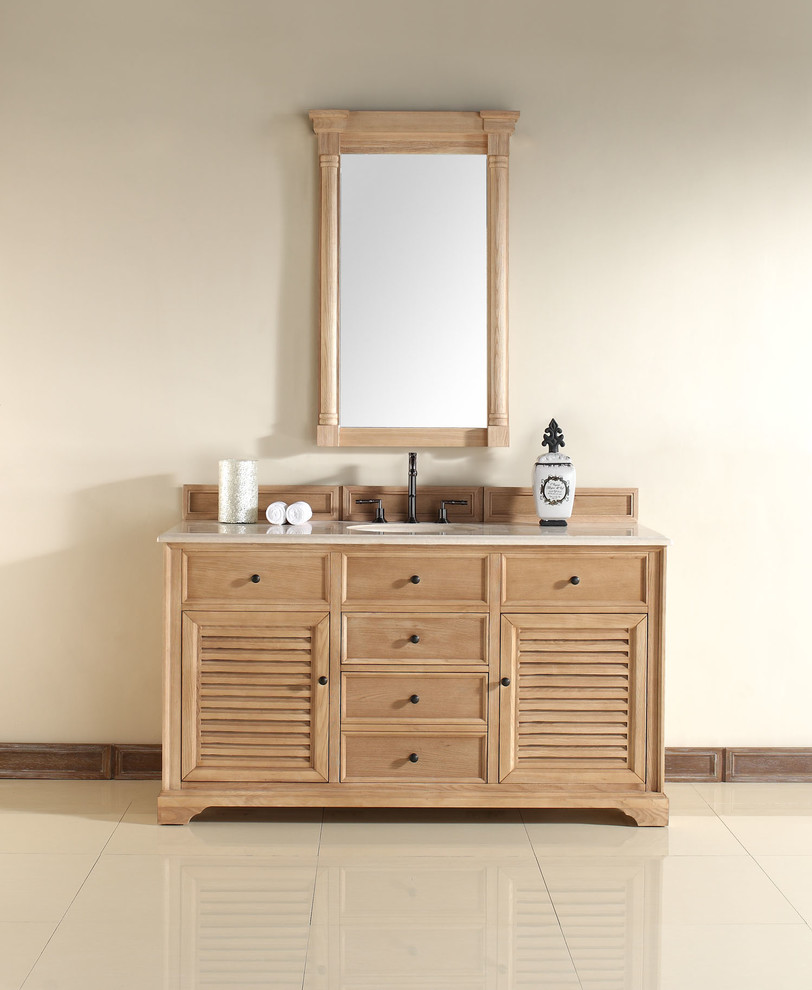 60 Inch Savannah Natural Oak Single Sink Vanity - Transitional ...