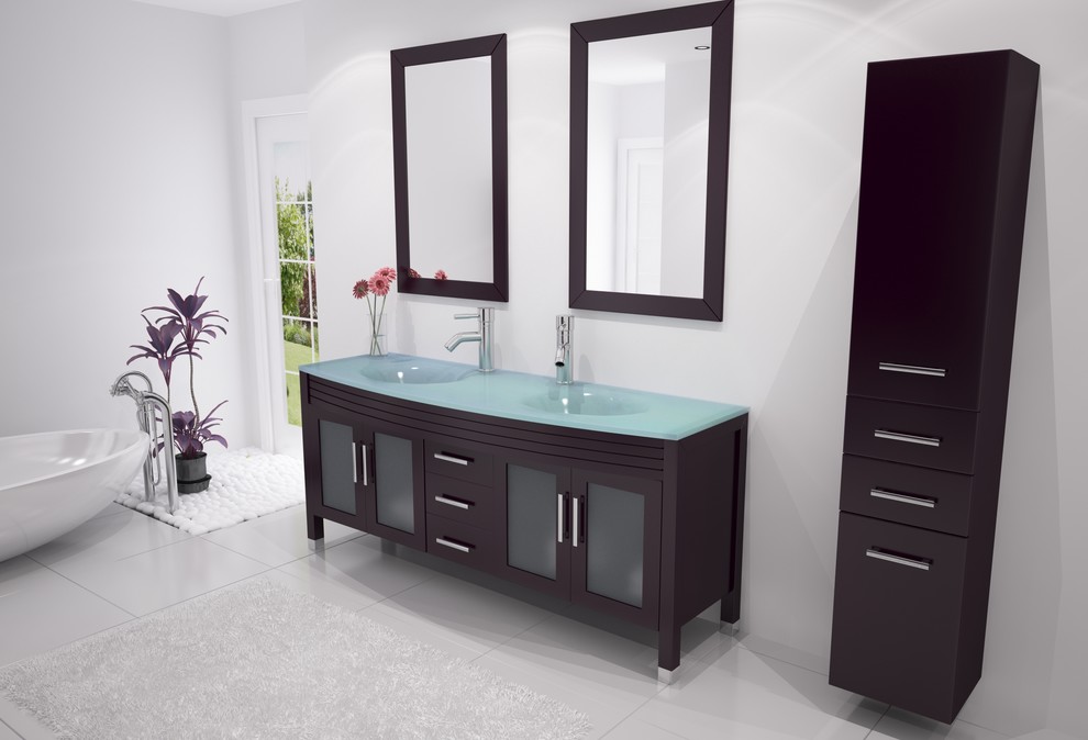 63" Grand Regent Large Double Sink Modern Bathroom Vanity With