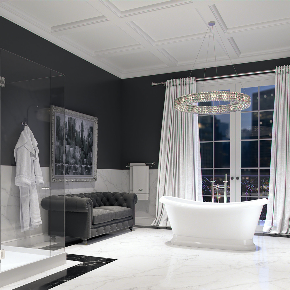 66" Evelyn Acrylic Freestanding Bathtub, White Bathroom San