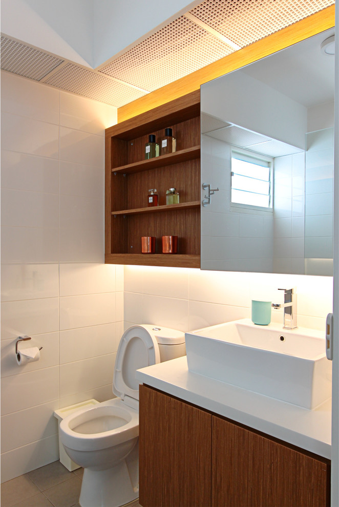 This is an example of a scandi bathroom in Singapore.