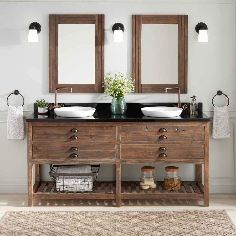 72" Benoist Reclaimed Wood Console Double Vanity For SemiRecessed Sink