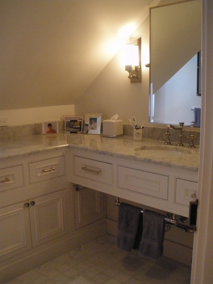 A bathroom under the eaves Transitional Bathroom New York by