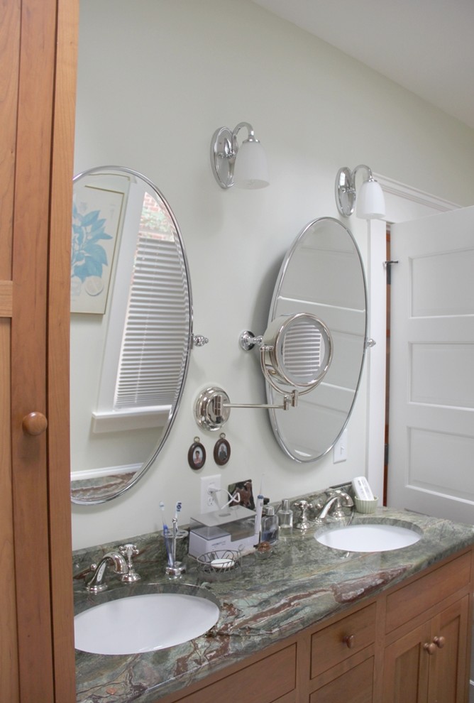 A highlyfunctional vanity area in the master bathroom Modern