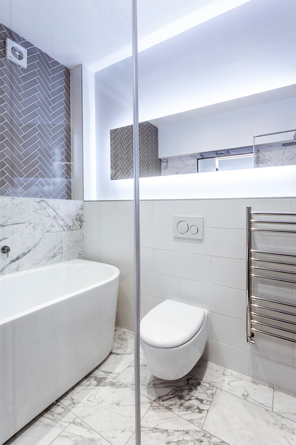 A Modern Marble Showroom with a Luxury Feel - Contemporary - Bathroom ...