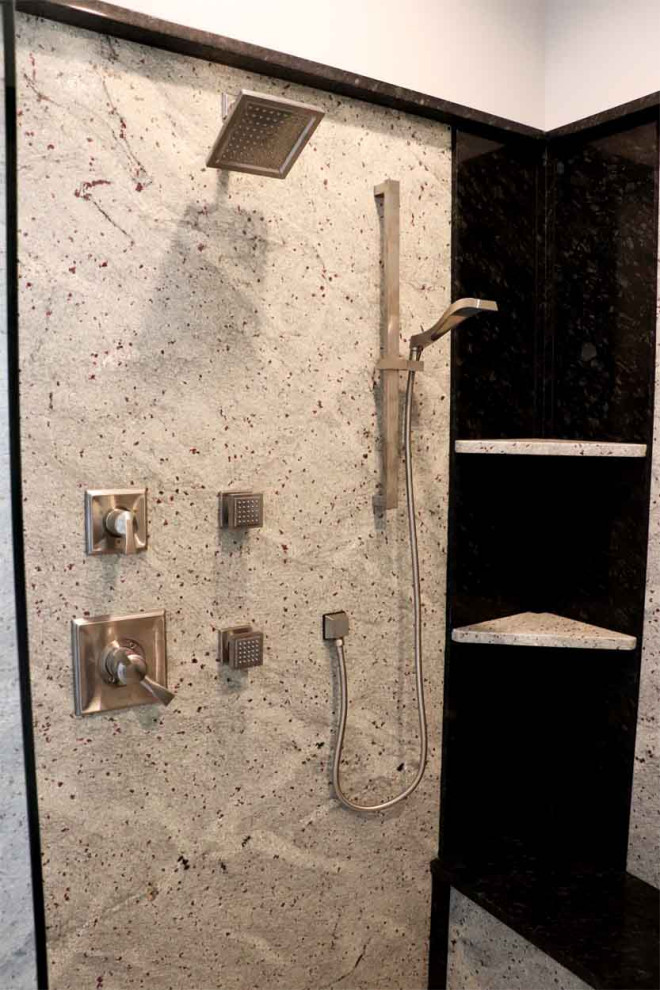 A Modern Spa Master Bathroom Branco Verona and Steel Grey Modern