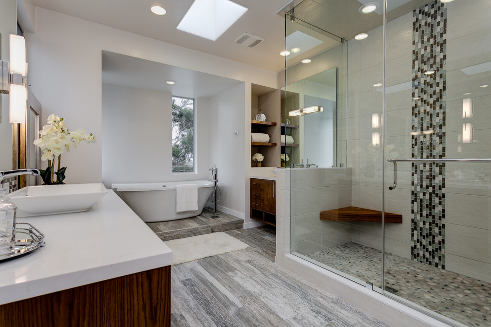 Example of a large trendy master bathroom design in Los Angeles