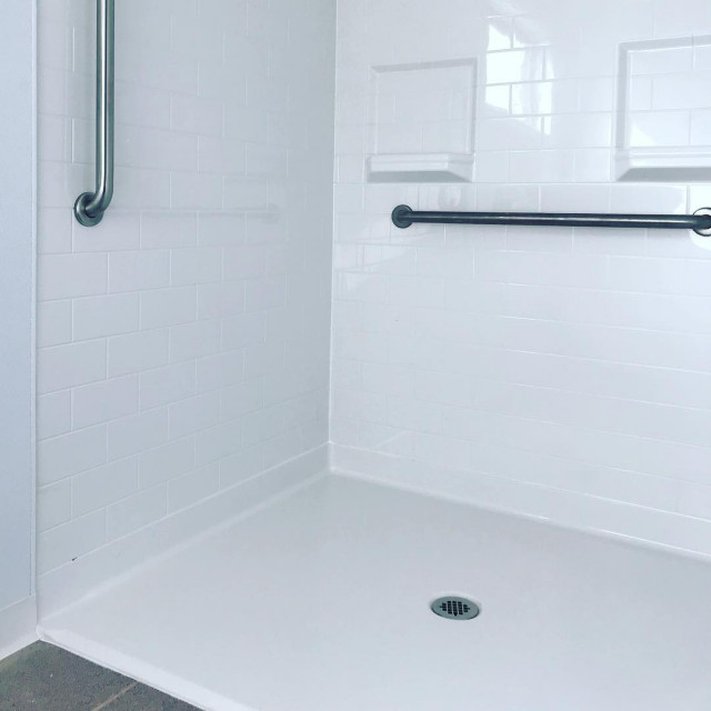 Accessible Shower with Barrier Free Threshold Modern Bathroom