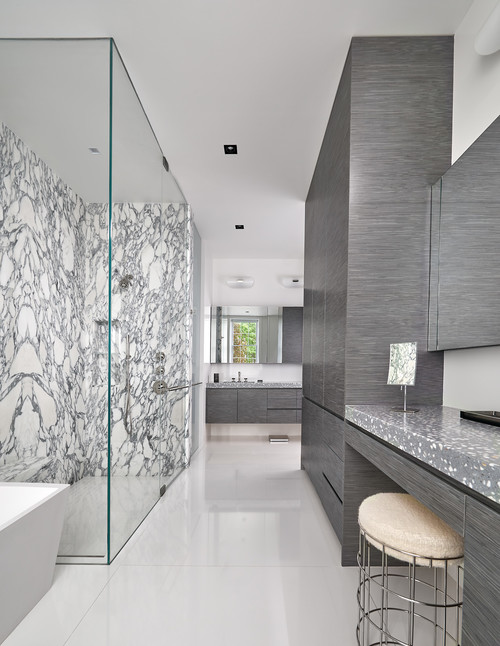 Masterful Design: Gray Cabinets in Your Contemporary Master Gray White Bathroom