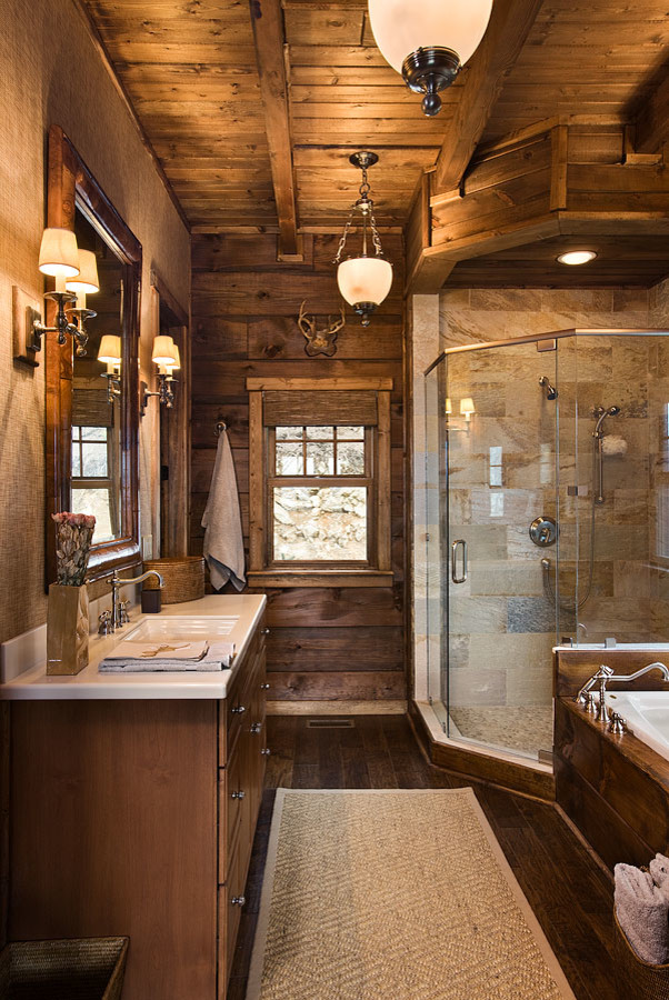 Exemple d'une salle de bain montagne.