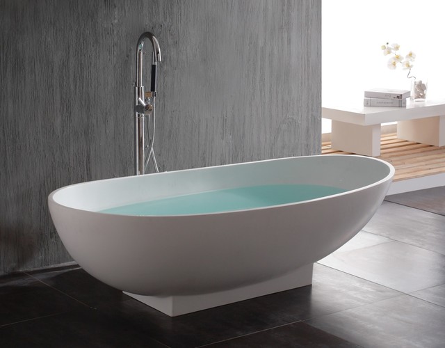 ADM Bathroom Oval Freestanding Bathtub, White, 70.9" SW136 (71 x 32