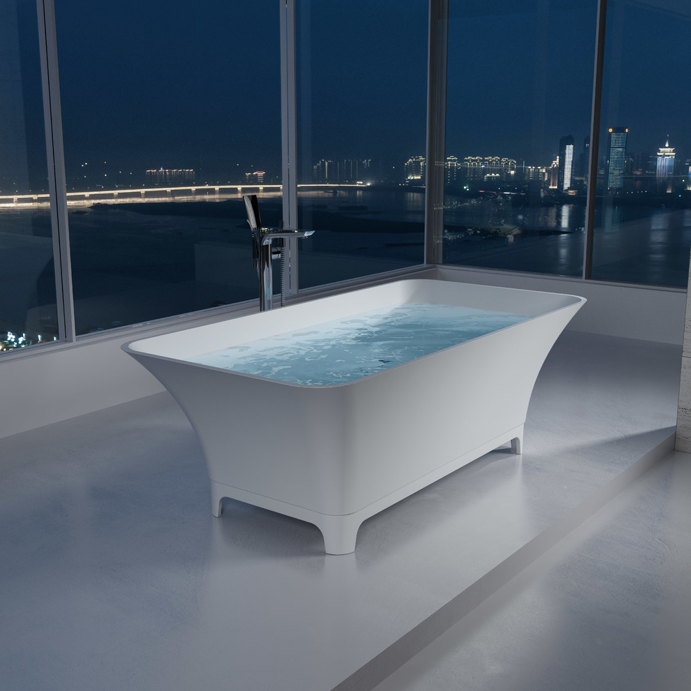 ADM Bathroom Rectangular Freestanding Bathtub, White, 66.3" SW167W
