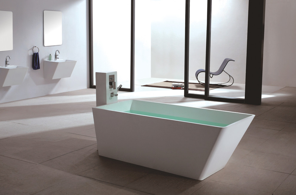 ADM Bathroom Rectangular Freestanding Bathtub, White, 66.9" SW134