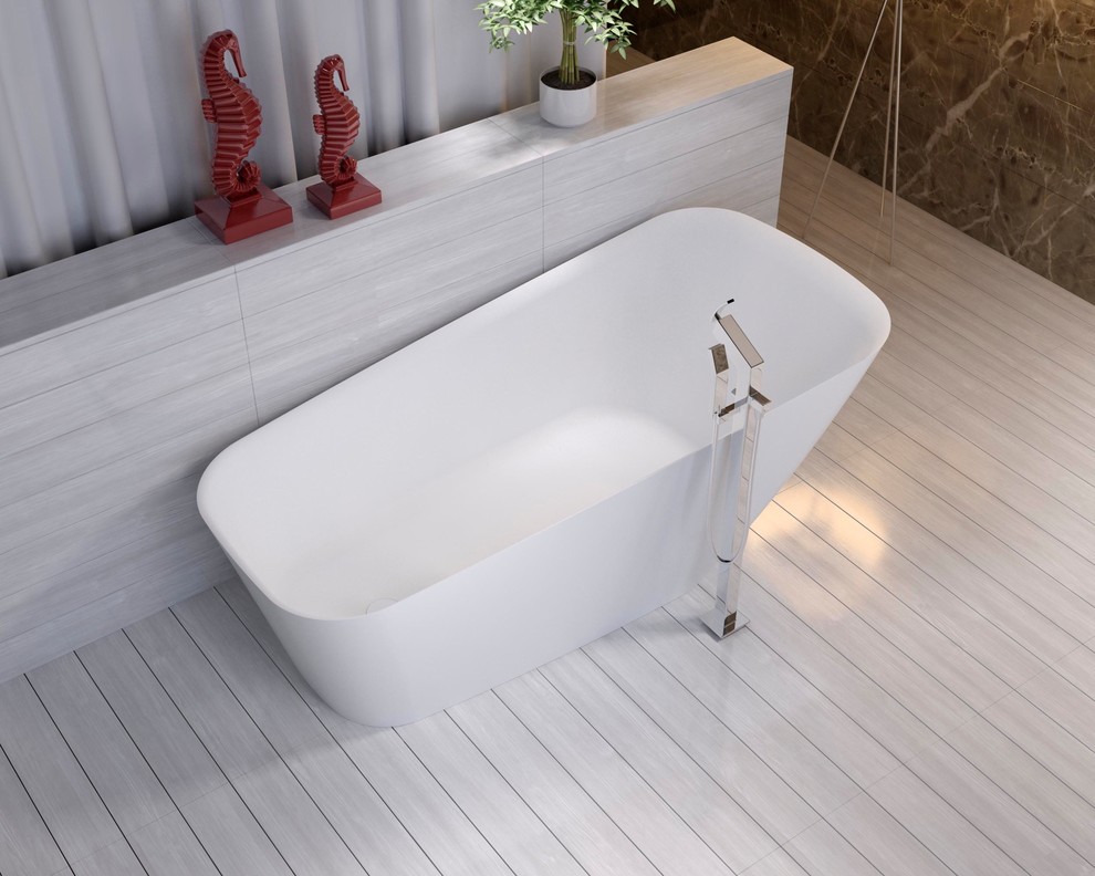ADM Bathroom Rectangular Freestanding Bathtub, White, 68.1" SW121