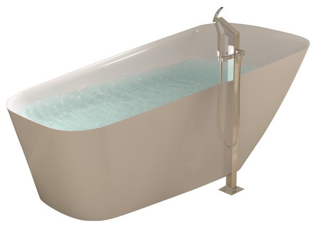 Idéer för mellanstora funkis en-suite badrum, med ett fristående badkar
