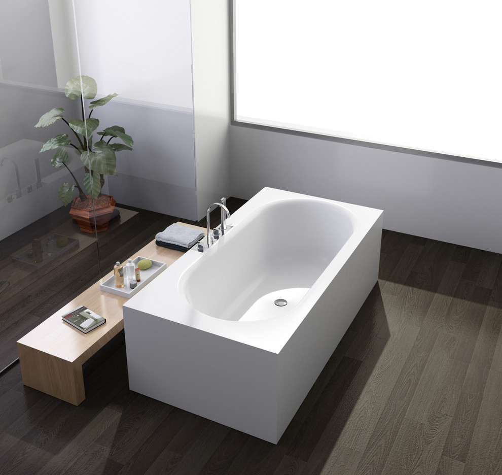 ADM Bathroom Rectangular Freestanding Bathtub, White, 70.8" SW139 (71